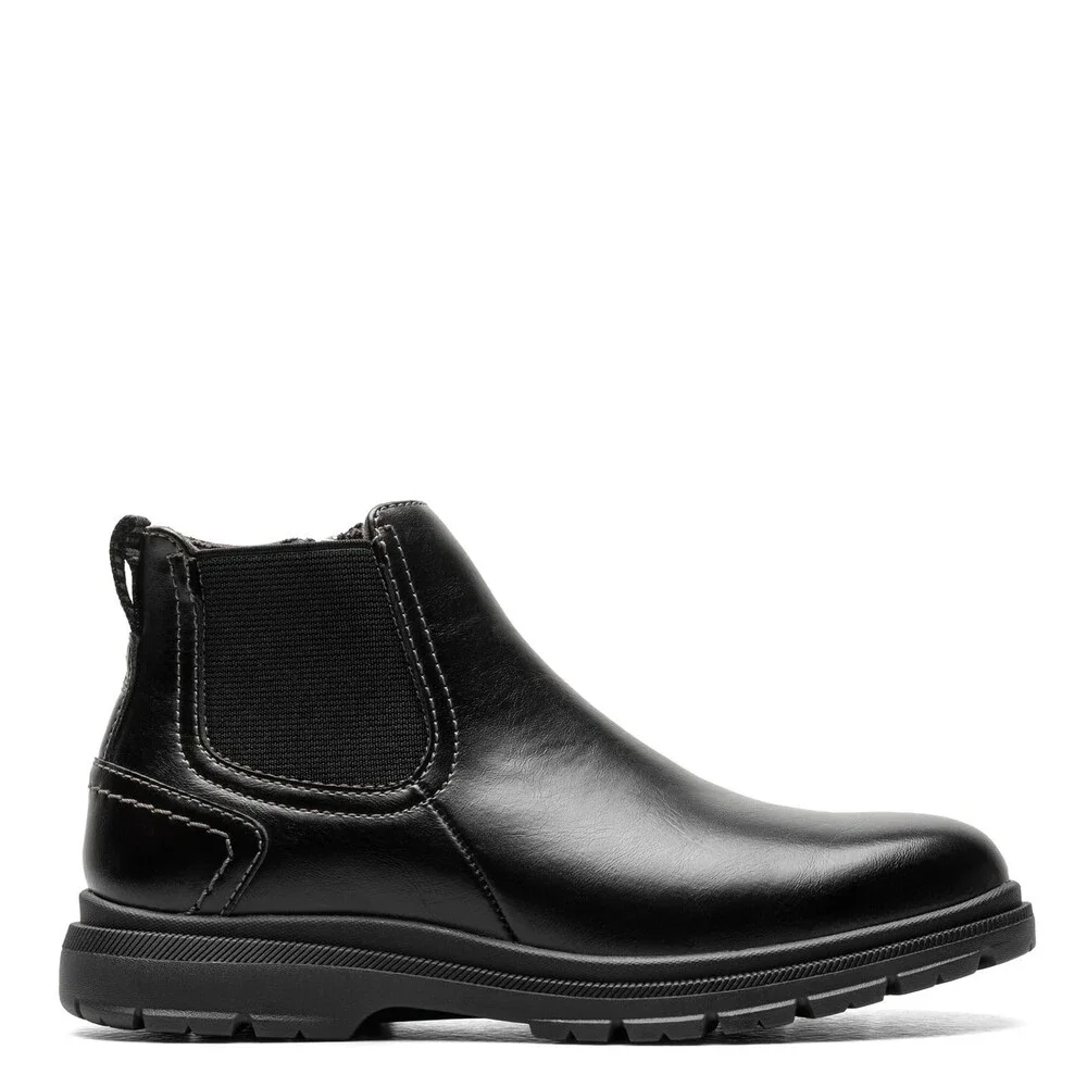 Florsheim Lookout Jr. 16689-001 Boot Kids 2.5 M Black Plain Toe Chelsea HTAT1698